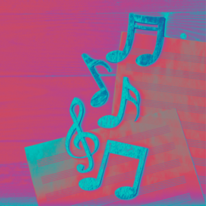 Notes de musique avec une feuille de lyrics rap et musique chretienne