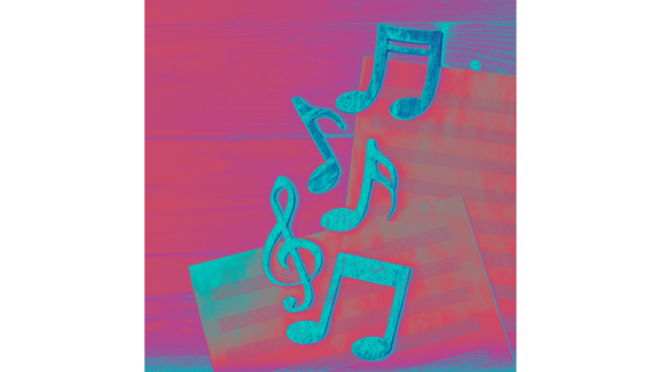 Notes de musique avec une feuille de lyrics rap et musique chretienne