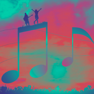 Note de musique pour chanson Gospel avec 2 personnes qui dansent pour la Gloire de Dieu